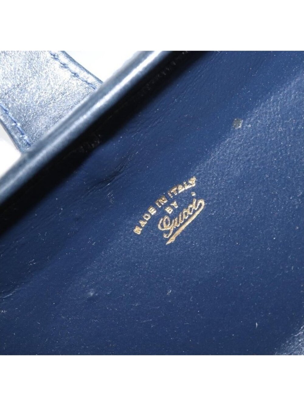 Authentic GUCCI Micro GG Supreme Shoulder Bag Navy Gold - Picture 7 of 16